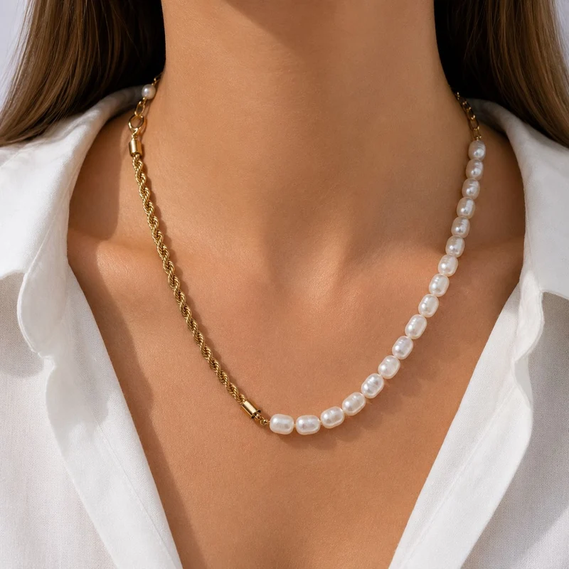 Stylische asymetrische Kette in gold (Modeschmuck) 7