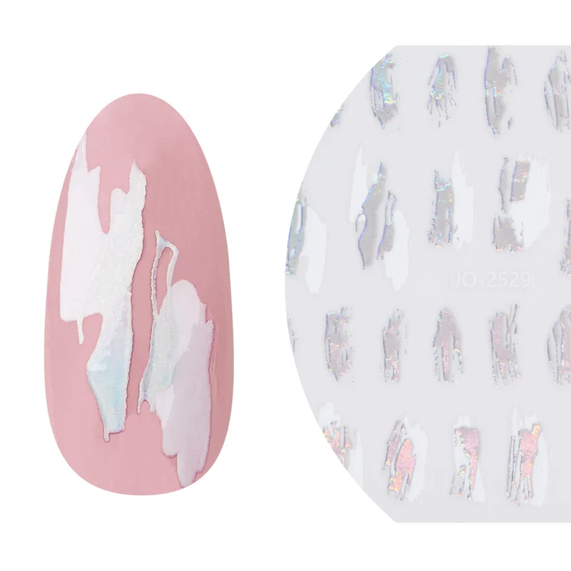3D Art Nail Sticker Brushing You "Silver/White"