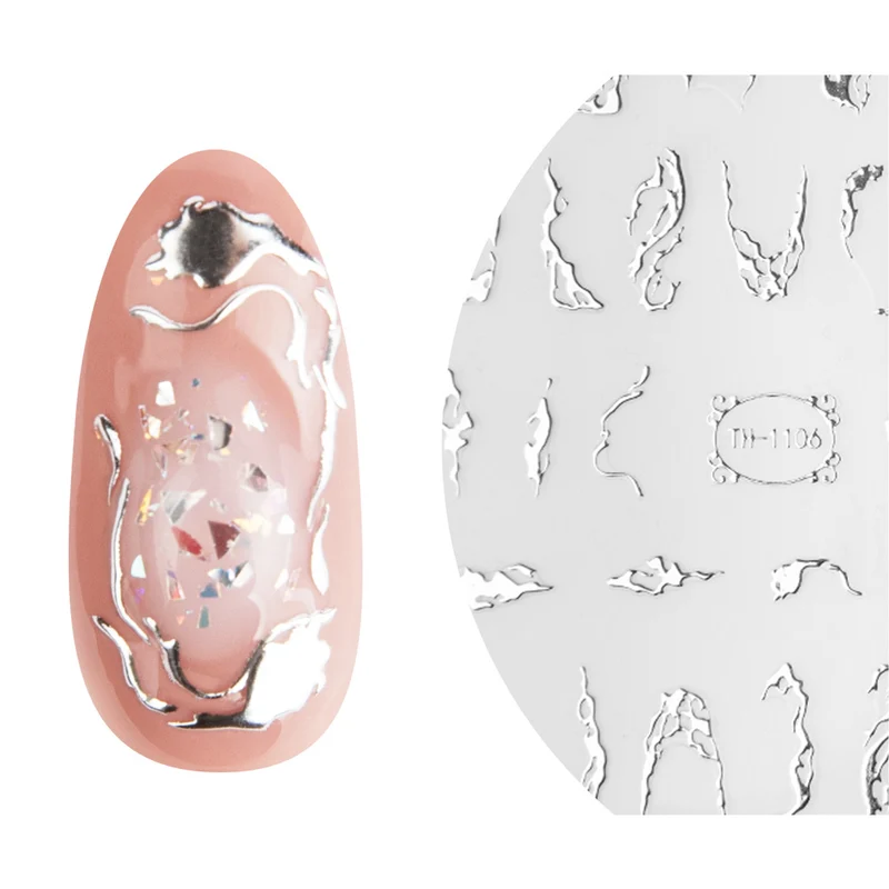 3D Art Nail Sticker Liquid Silver