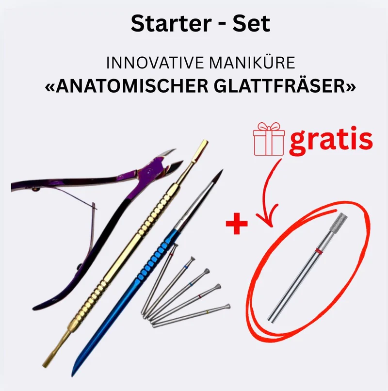 Starter-Set Innovative Maniküre "Anatomischer Glattfräser"+ Bit Zylinder-Gratis (Lysaya Freza)