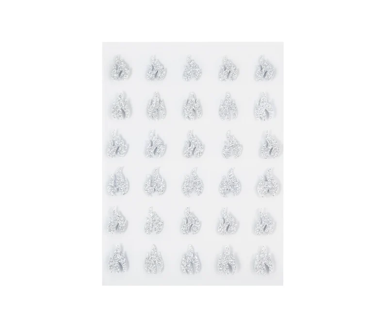 3D Diamond Glitter Nail Sticker Silver Flames