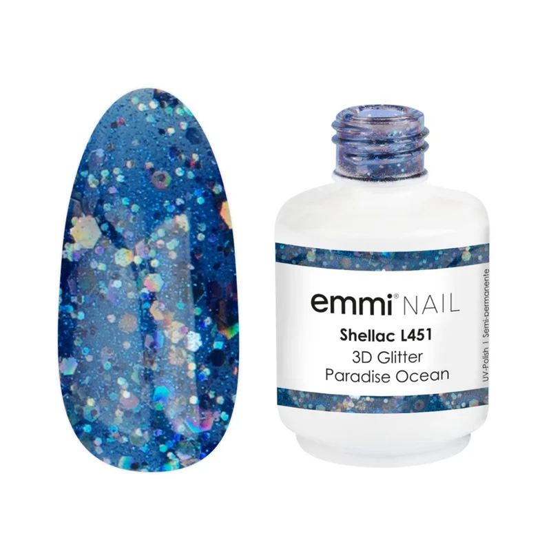 emmi Shellac UV-Lack 3D Glitter Paradise Ocean 15ml | L451