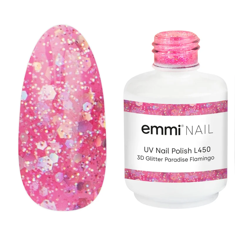 emmi Shellac UV-Lack 3D Glitter Paradise Flamingo 15ml | L450