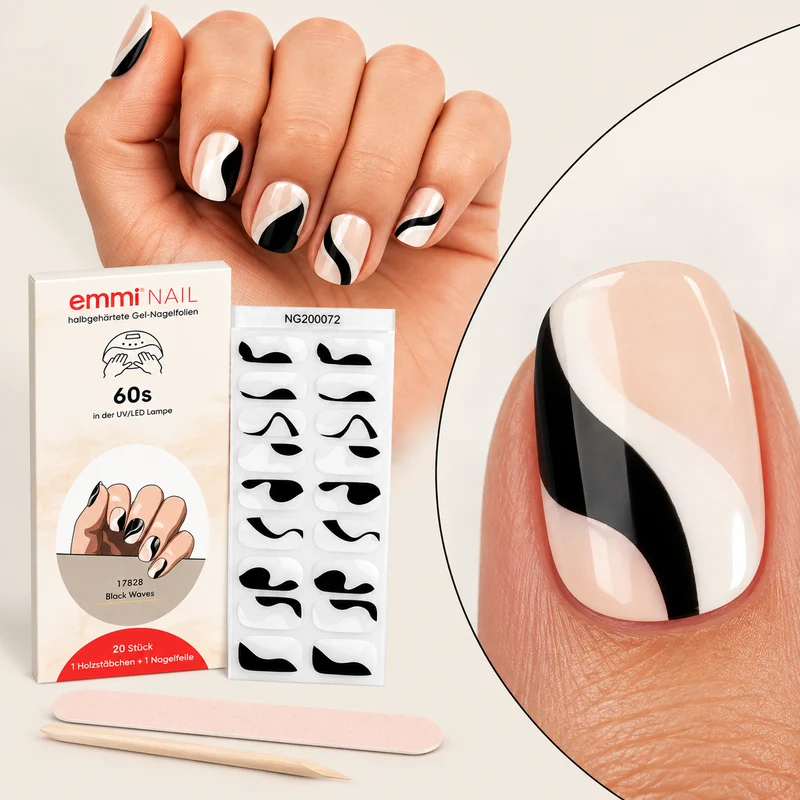 Gel Nagelfolien Black Waves 20Stk.