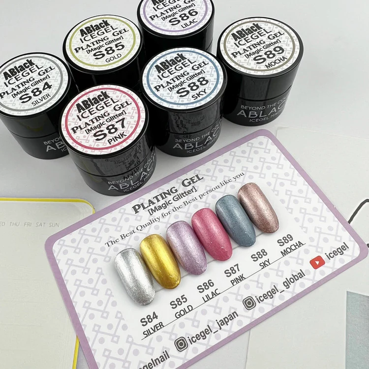 ICEGEL Glitter Plating set gel polish S84-S89