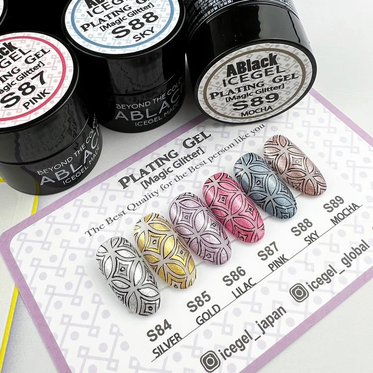 ICEGEL Glitter Plating set gel polish S84-S89