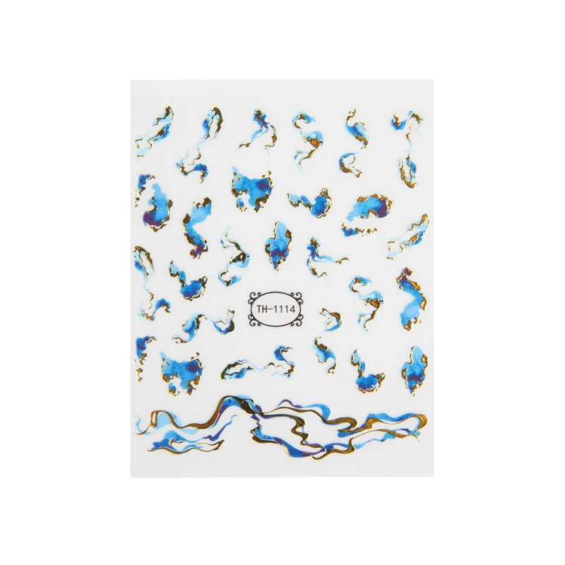 3D Art Nail Sticker Blue Sea Waves