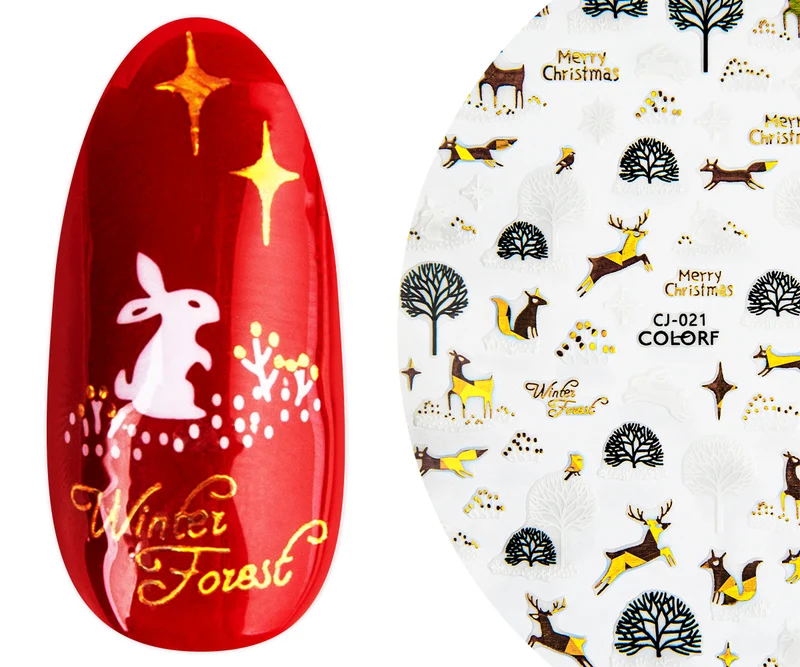 3D Art Nail Sticker Wild Christmas