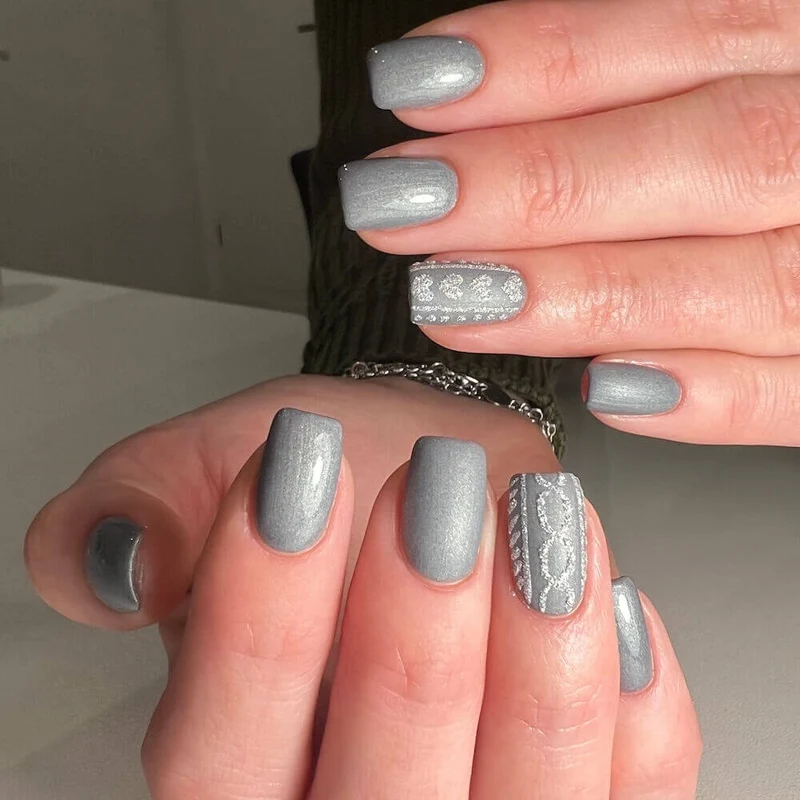 #962 EFFEKT Farbgel 5ml silbergrau mit multiglitter