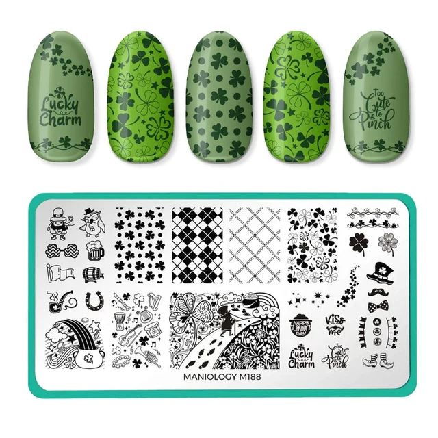 Maniology nail stamping plate m188 St. Patrick's Day Lucky Charm