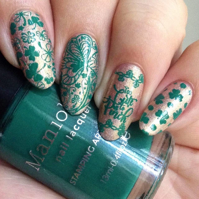 Maniology nail stamping plate m188 St. Patrick's Day Lucky Charm