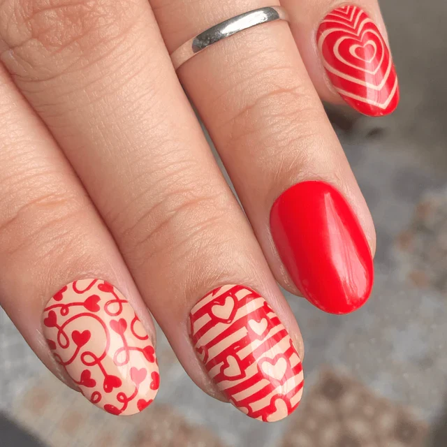 Maniology nail stamping plate xl355 Hearts + Stars