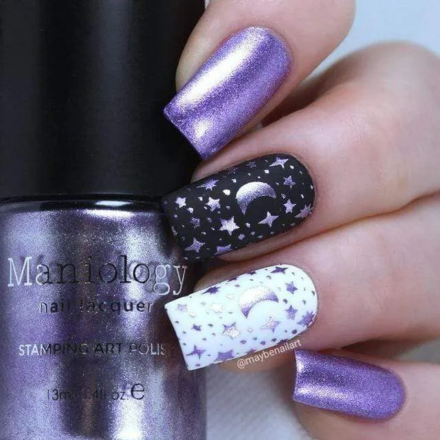 Maniology nail stamping plate xl355 Hearts + Stars
