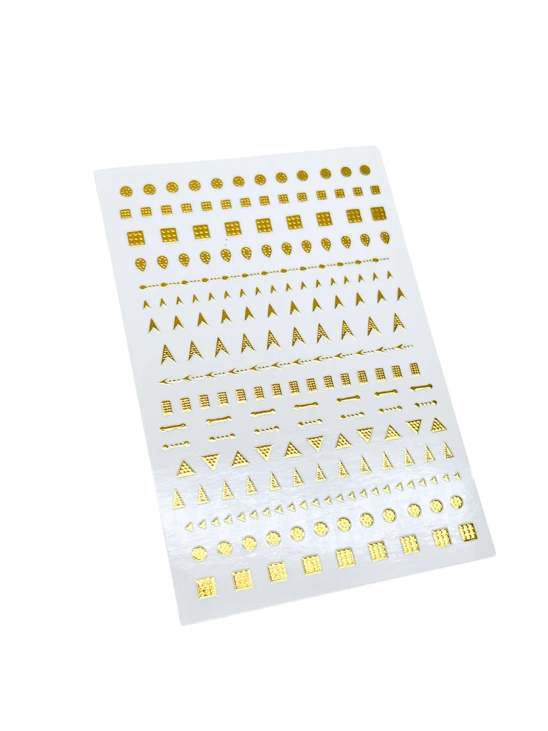 Holographic gold shapes for nail art
