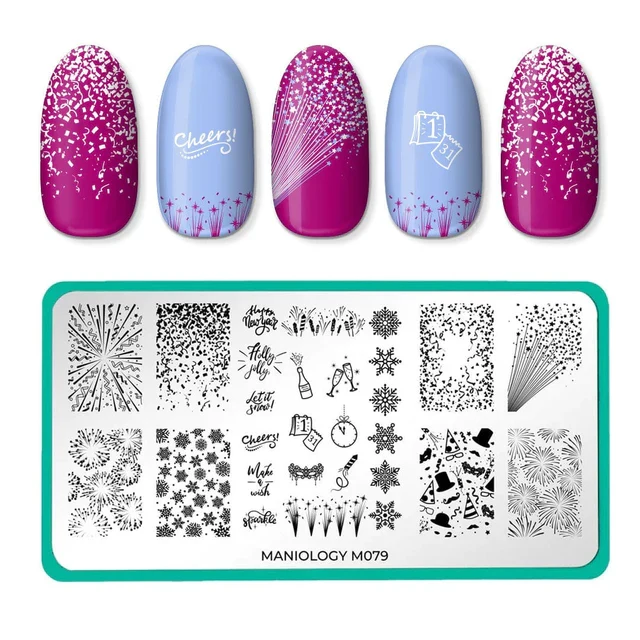 Maniology nail stamping plate m079 New Year Cheer