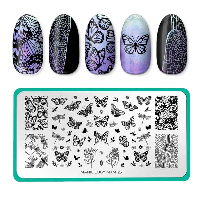 Maniology nail stamping plate mxm123 Flutter Pirouette