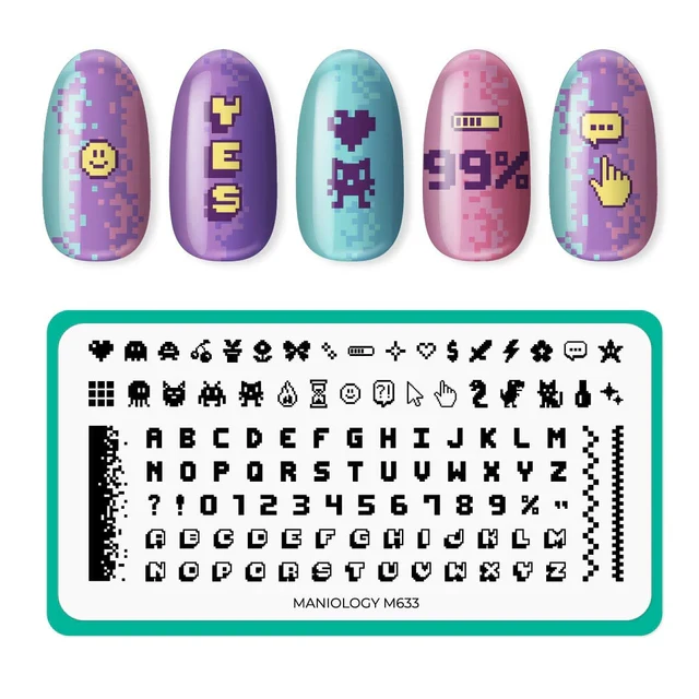 Maniology nail stamping plate m633 Seeing Pixels