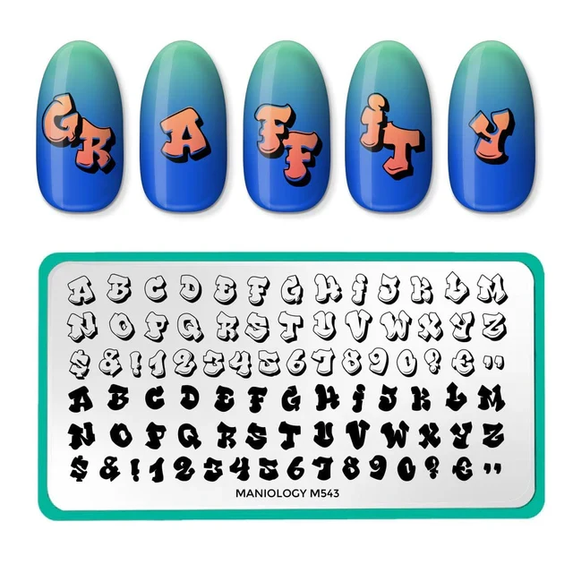 Maniology nail stamping plate m543 Graffiti Font