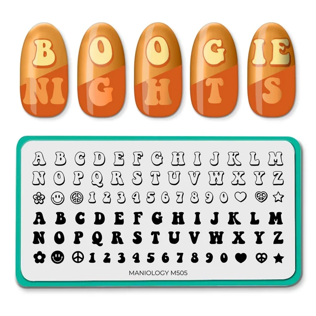 Maniology nail stamping plate m505 70s font