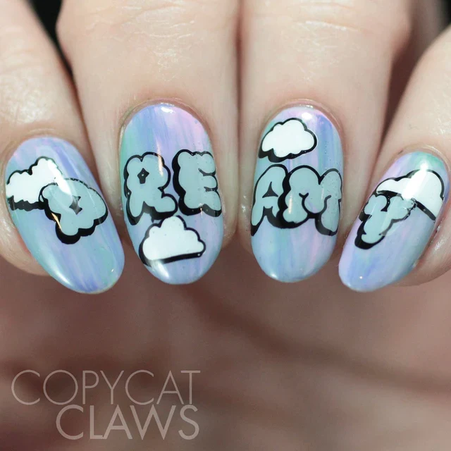 Maniology nail stamping plate m498 Cloud Font