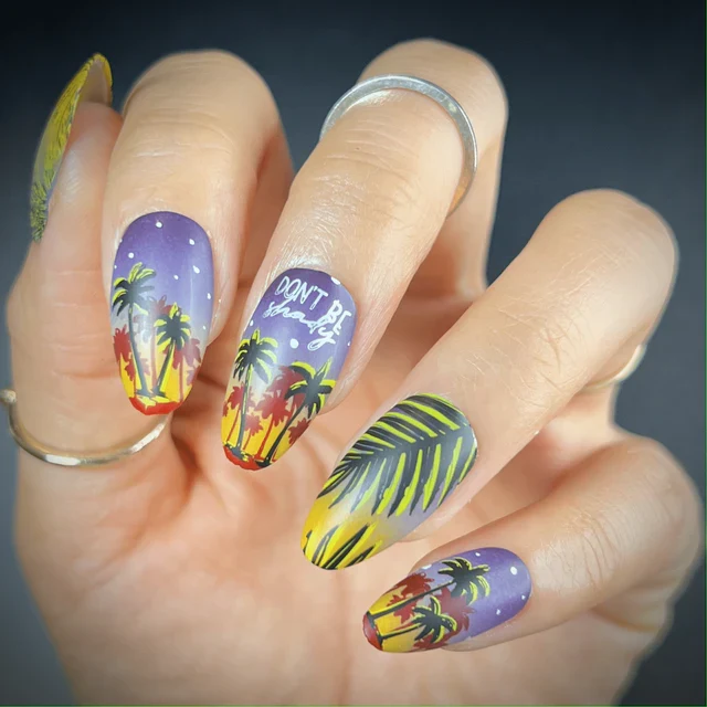 Maniology nail stamping plate m387 Shake Your Palm Fronds