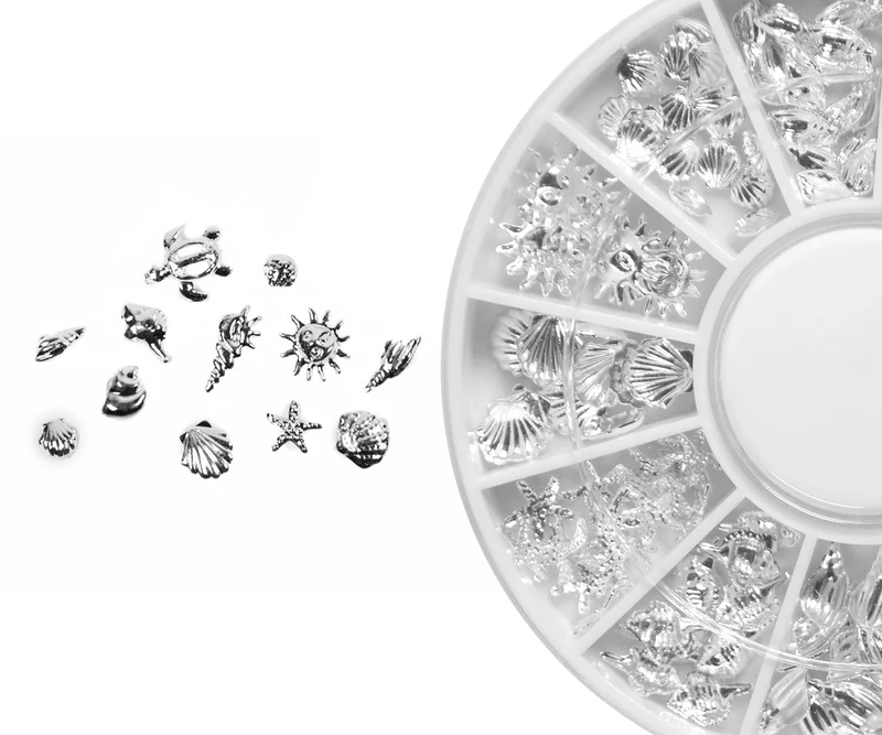 Nailart Display Muscheln silber