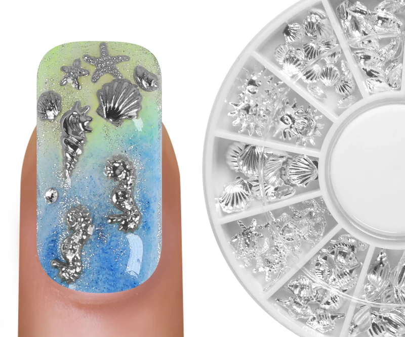 Nailart Display Muscheln silber