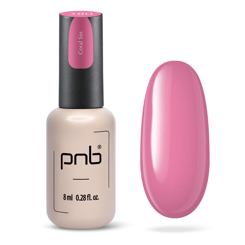 PNB pink gel nail polish 380 Coral Sin