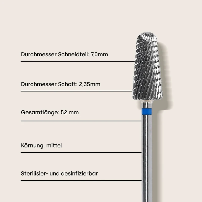 Nagelfräser Hartmetall-Bit Kegel medium L+R