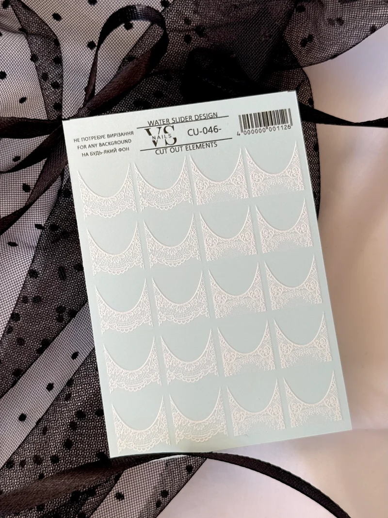 Slider CUT OUT ohne Ausschneiden Lace (Wasserlösliche Aufkleber) CU-046 von VS Nails