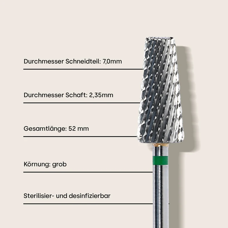 Nagelfräser Hartmetall-Bit Kegel grob L+R