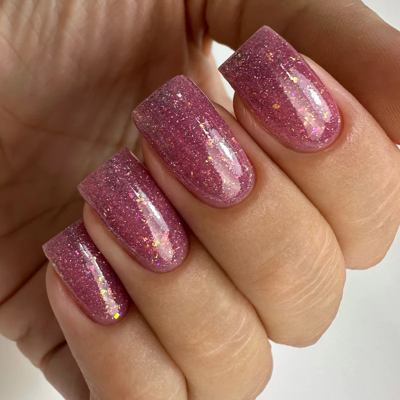 PNB pink glitter gel nail polish 373 Uncontrollable Desire