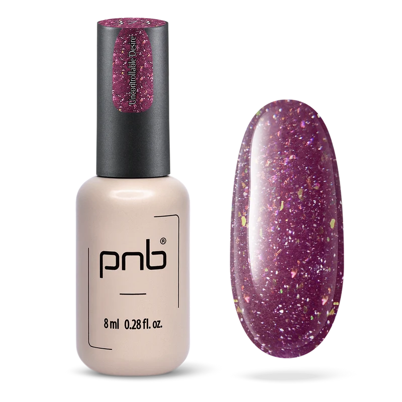 PNB pink glitter gel nail polish 373 Uncontrollable Desire