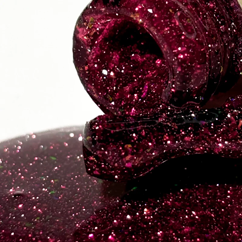 PNB red glitter gel polish 374 Сrazy Bordeaux