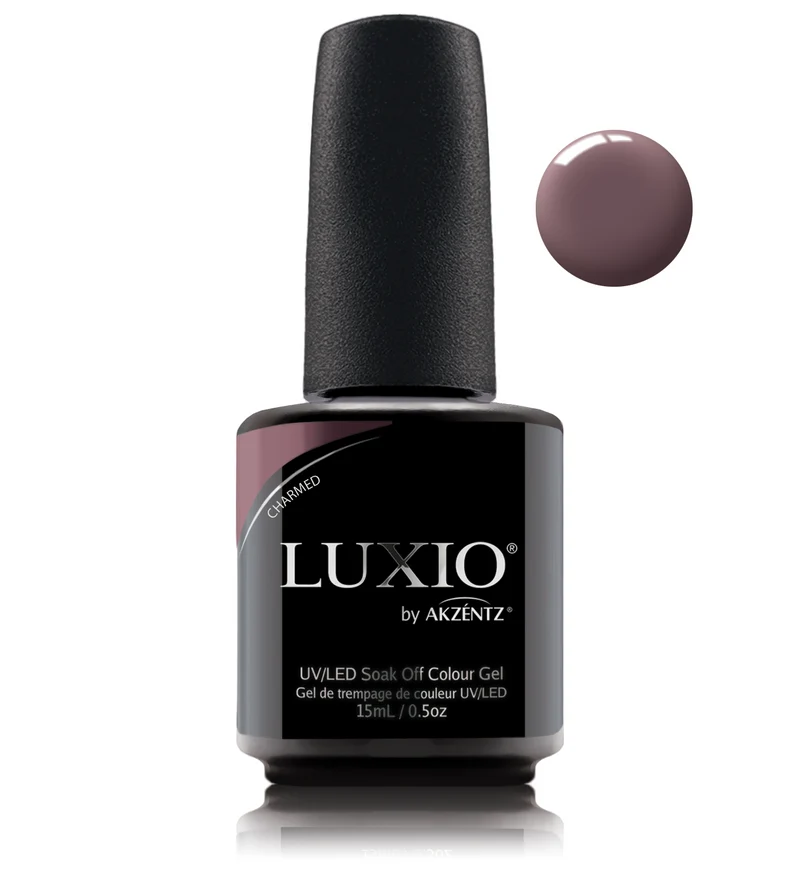 Luxio Charmed Mauve red gel nail polish