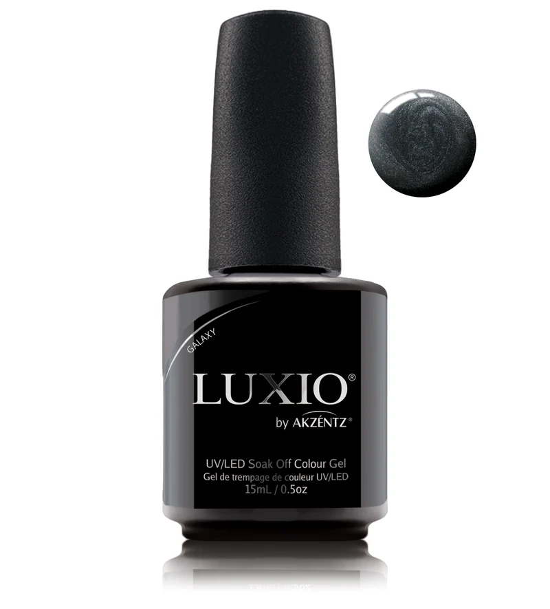 Luxio Galaxy Grey sparkle gel nail polish