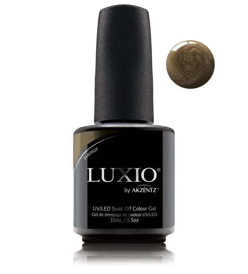 Luxio Fantasy Green / Gold shimmer gel nail polish