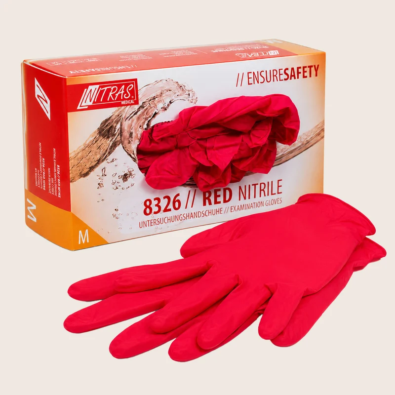 Nitril-Handschuhe puderfrei 100 St. rot, Gr. M