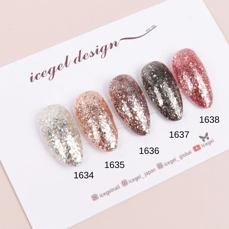 ICEGEL Celeb Sparkling gel nail polish 1634-1638