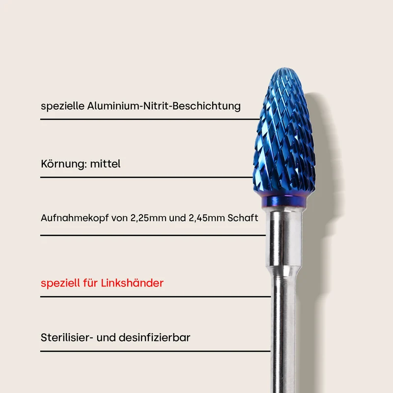 Nagelfräser Titan Bit für Linkshänder medium