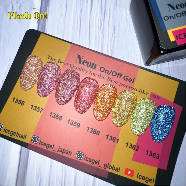 ICEGEL Neon Flash on / off gel polish 1356-1363