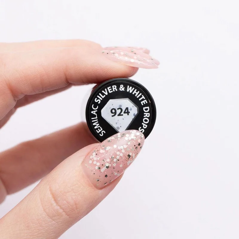 924 Silver & White Drops - UV Nagellack 7ml Semilac