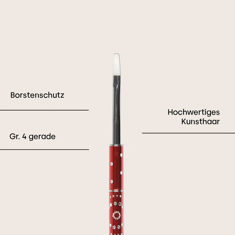 Strasspinsel rot Gr. 4, gerade