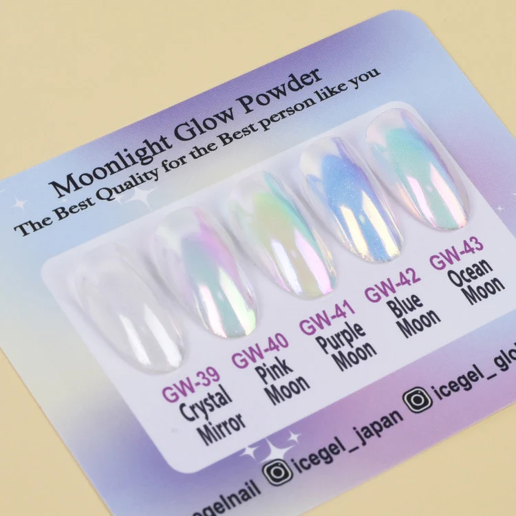 ICEGEL Moonlight chrome nail powder set GW39-GW43
