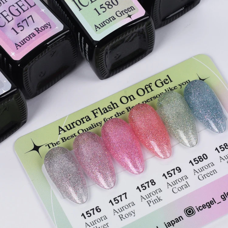 ICEGEL Aurora Flash on / off gel polish 1576-1581