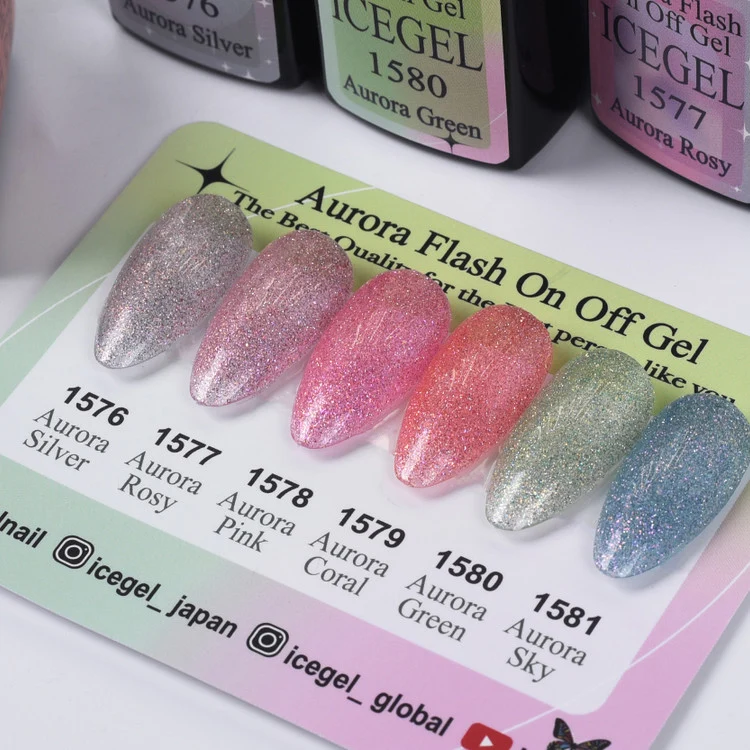 ICEGEL Aurora Flash on / off gel polish 1576-1581