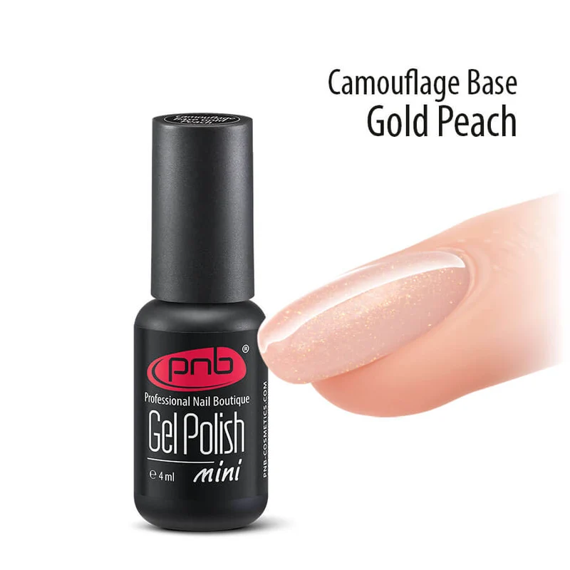 PNB Camouflage base coat peach gel nail polish Gold peach