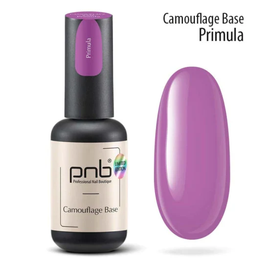 PNB Camouflage base coat purple gel nail polish Primula 8ml