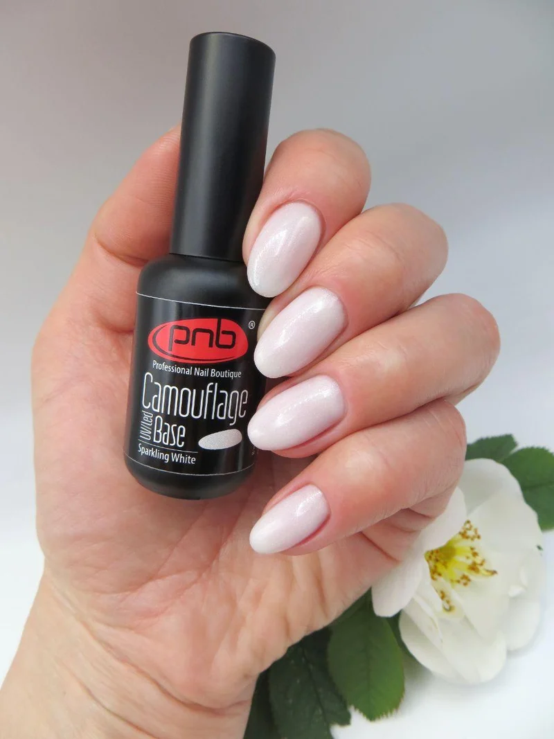 PNB Camouflage base coat gel nail polish Sparkling White 8ml