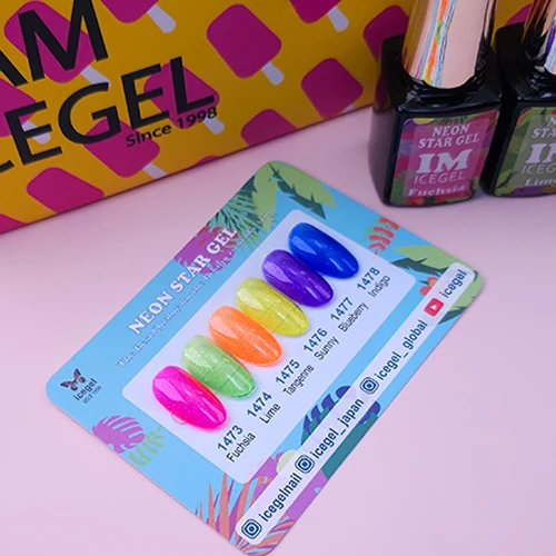 ICEGEL Neon star gel nail polish 1473-1478